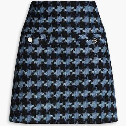 Sandro Women's Houndstooth Cotton-Blend Tweed Mini Skirt - Black - Mini skirts