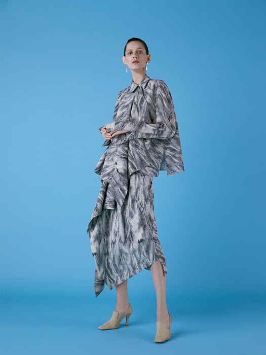 Printed Drape Silk Blouse