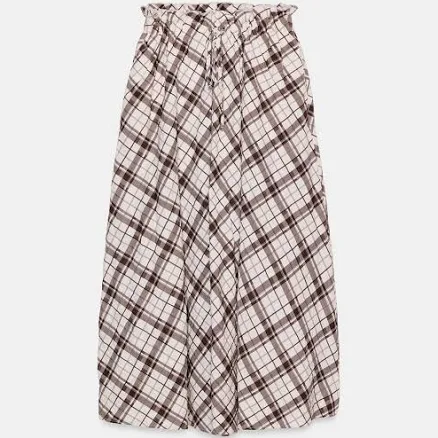 Zara Plaid Midi Skirt