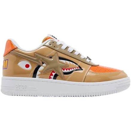 A Bathing APE Men's Mad Shark Bapesta Low-top Patent-leather Trainers