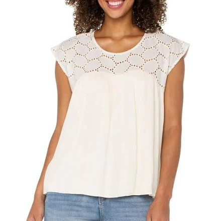 Liverpool Los Angeles Women's Dolman Sleeve Eyelet Top