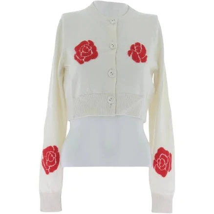 Barrie Cashmere Cardigan with Red Roses