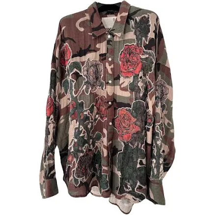 R13 Camouflage Rose Print Cotton Oversize Shirt XL International