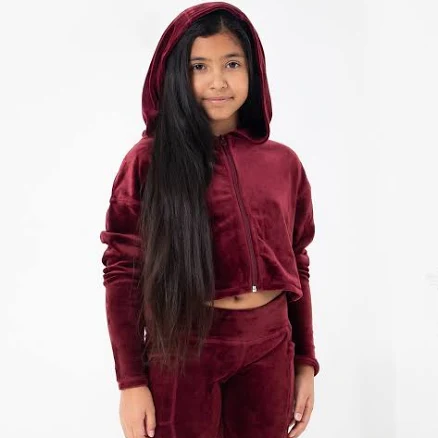 Bloodstone Girls Stretch Velvet Zip Front Hoody