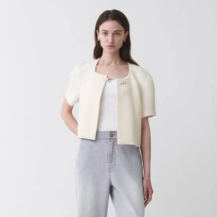 Loeuvre Short Sleeve Tweed Raglan Jacket Sw5Mj209-Cw BUTTER CREAM_02_M
