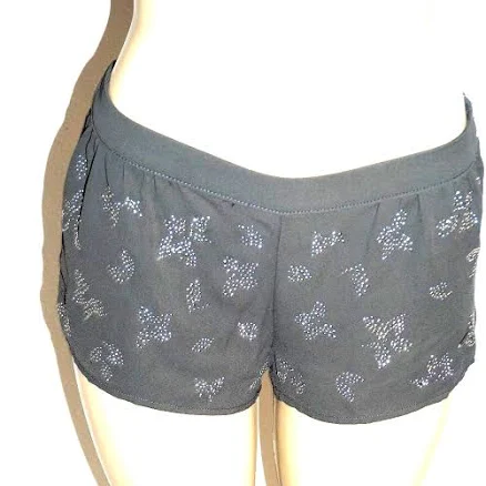 Hollister Women Dark Grey Silver Studded Chiffon Short Shorts Size S