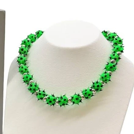 Authentic Balenciaga Malibu Silicone Choker Necklace Green Rubber