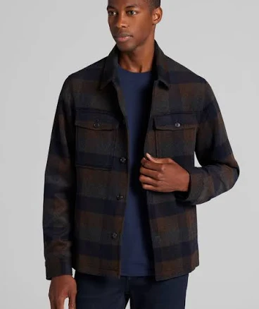 Jos. A. Bank Men's Tailored Fit Plaid Shirt Jacket