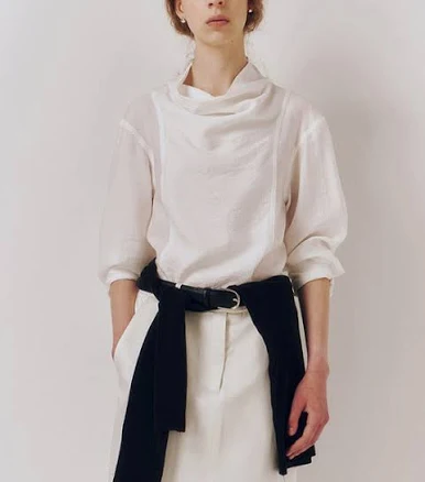 KINDERSALMON Mockneck Cowl Top White Shirts & Tops | ETA Seo 1 (S)