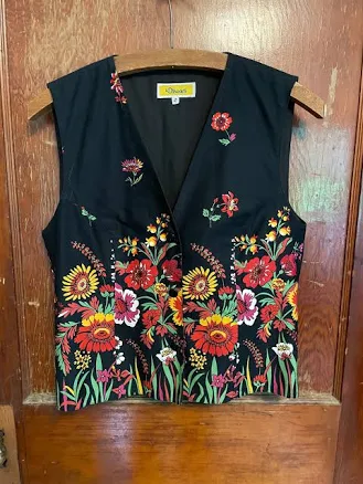 Vintage 90s vest by Les Olivades Provençal floral cotton vest
