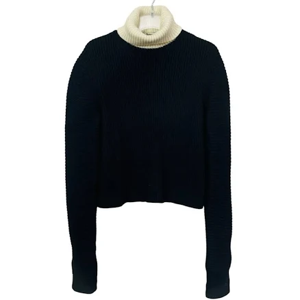Acne Studio Bryn Wool Knit Womens Turtleneck Sweater L Cropped Black