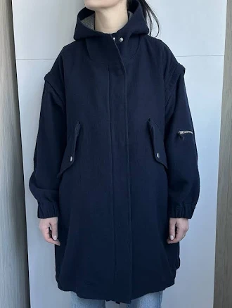 Ymc Hunter Twill Parka Hooded Coat With Detachable Sleeves - Navy -