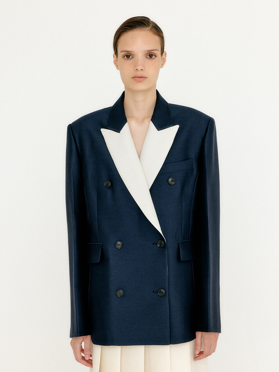 Contrasted Collar Blazer