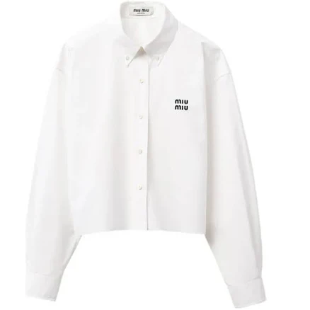 Miu Miu cropped poplin shirt - Black