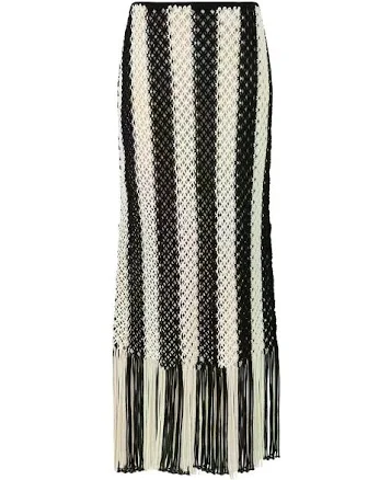Zimmermann Macramé-fabric Fringed-hem Maxi Women Skirt - Neutrals