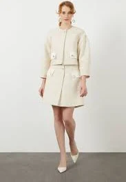 Off-White Tailored Button Detail Cropped Jacket