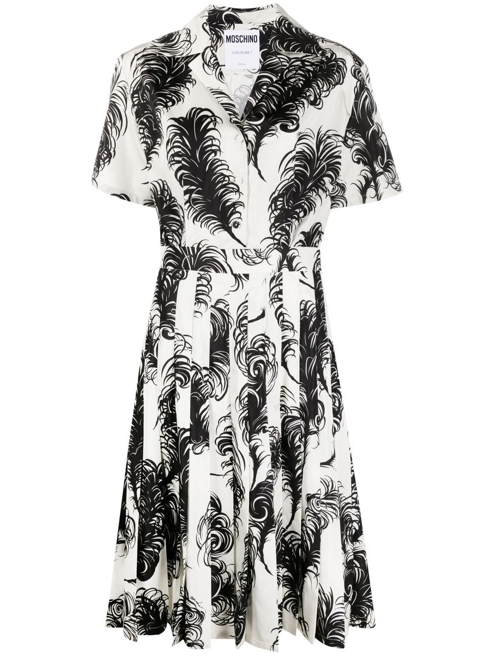 Feather-print Shirt Dress