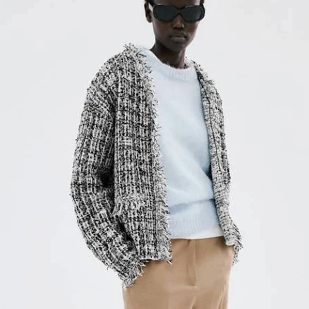 MANGO Women's Oversized Tweed Jacket