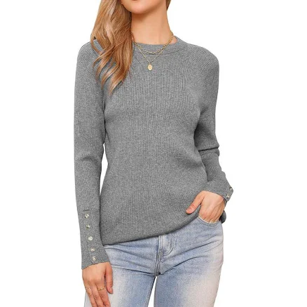 Long Raglan Sleeves Sweater Tops for Women Perfect for Fall and Winter Outfits, Women's, Size: Small, Grey