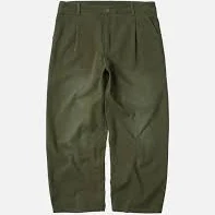 Washed Cotton One Tuck Pants _ Olive