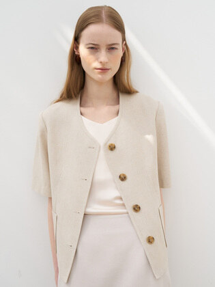 Linen Tweed Cropped Blazer