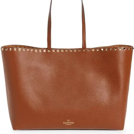 Valentino Garavani Rockstud Grainy Calfskin Leather Tote