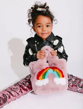 Lola + the Boys Fuzzy Rainbow Purse