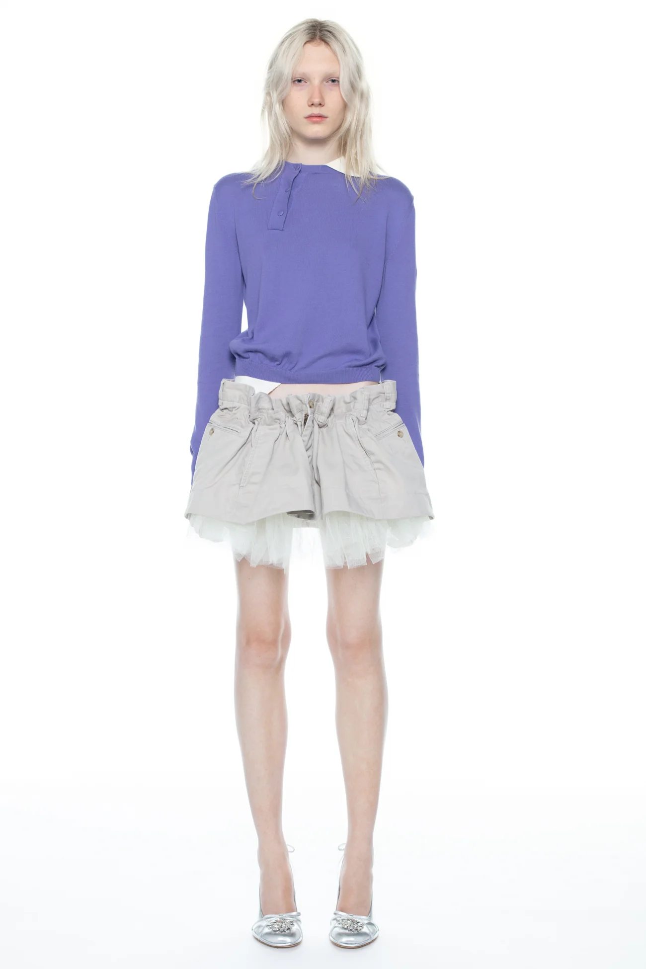 SCRUNCH CHINO SKIRT in beige