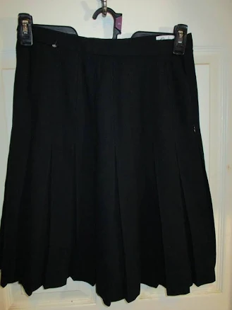 Vintage Jh Collectibles Wool Pleated Skirt Black Knee Length Classic