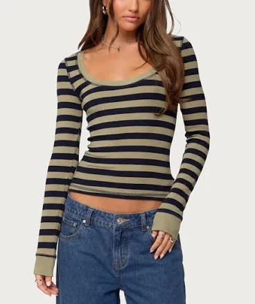 Edikted Women's Rainey Striped Long Sleeve Top