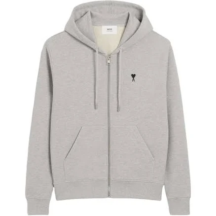 AMI Paris - Ami De Coeur zip-fastening hoodie - unisex - Cotton/Cotton/Elastane - XXL - Grey