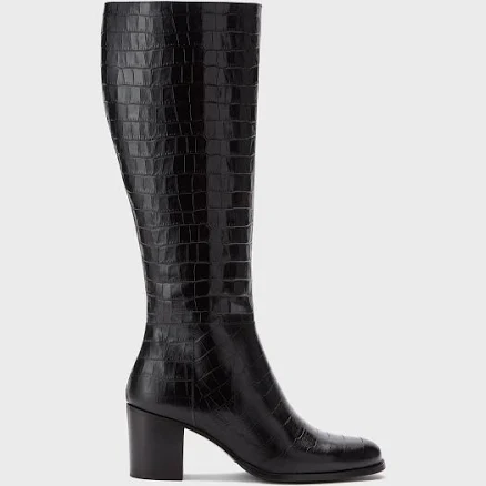 Dalia Tall Shaft Knee-High Croc Leather Boots