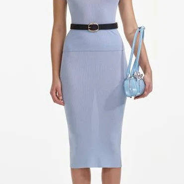 Self Portrait Viscose Knit Midi Skirt