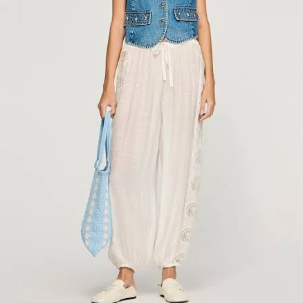 Sandro Women's Crinkled Wide Leg Trousers
