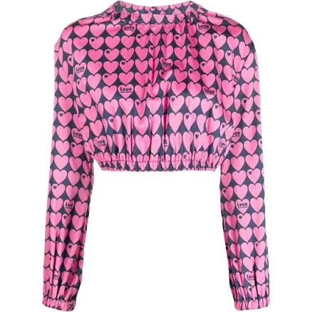 Love Moschino Woman heart-print cropped blouse