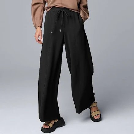 Women's Simply Vera Vera Wang Wide Leg Pants, Size: Large, Black