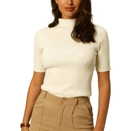 Moda Nova Juniors Mock Neck Half Sleeve Knitted Blouse