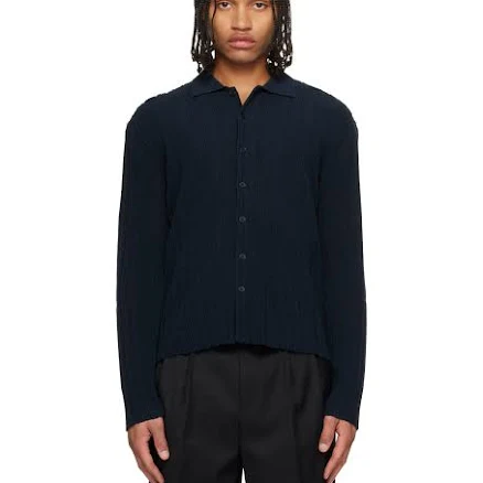 Le17Septembre Ribbed Cardigan Dark Blue