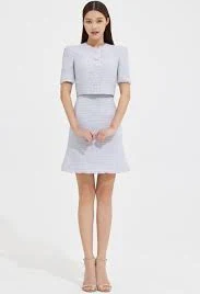 Tweed Silk Chiffon Mini Skirt