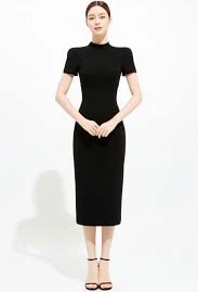Stand Collar Slim Line Dress