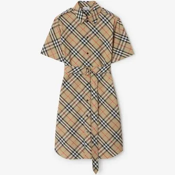 Burberry Check Cotton Shirt Dress , Size: 02