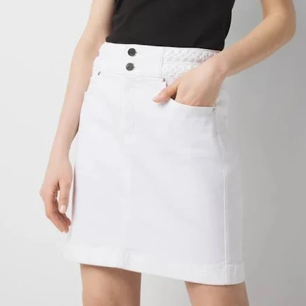White House Black Market Women's Braided Waist Denim A-Line Miniskirt