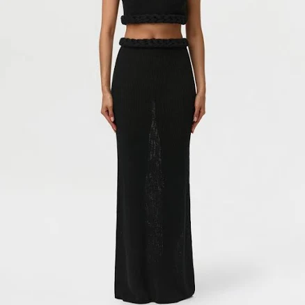 Naked Wardrobe Women's Knit Braid Maxi Skirt