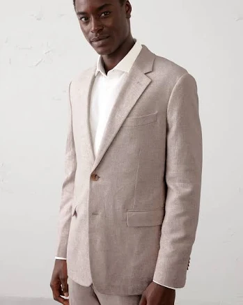 Men's Linen-Blend Herringbone Suit Jacket