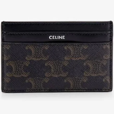 CELINE Men's Triomphe Canvas and Calfskin Leather Card Holder