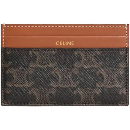 CELINE Women's Medium Card Holder in Triomphe Canvas and Calfskin