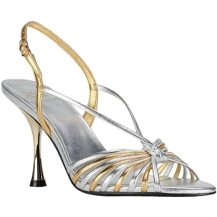 Jeffrey Campbell Galaxia Slingback Women Sandals - Silver Gold Combo