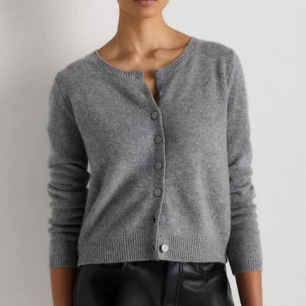 Quince Mongolian Cashmere Cropped Crew Cardigan