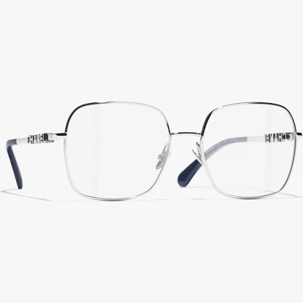 CHANEL Square Eyeglasses Metal Silvery