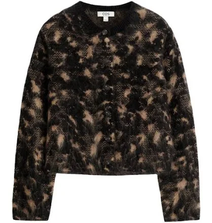 COS Women's Animal-Jacquard Merino Wool Cardigan